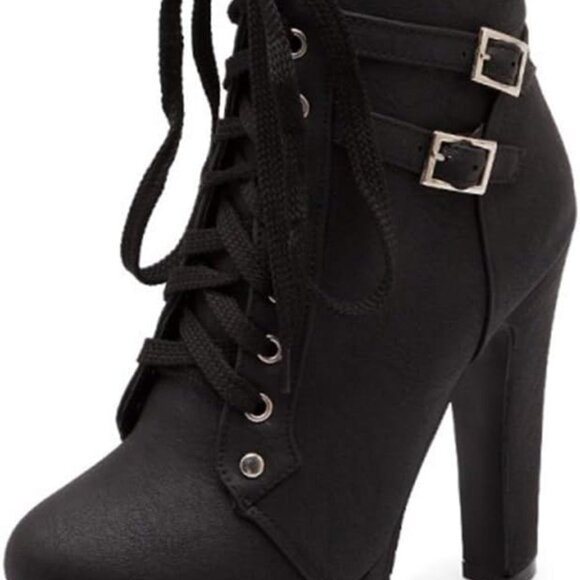 Women High Heel Boots Platform Chunky Waterproof Ankle Booties 13.5 - Picture 1 of 9